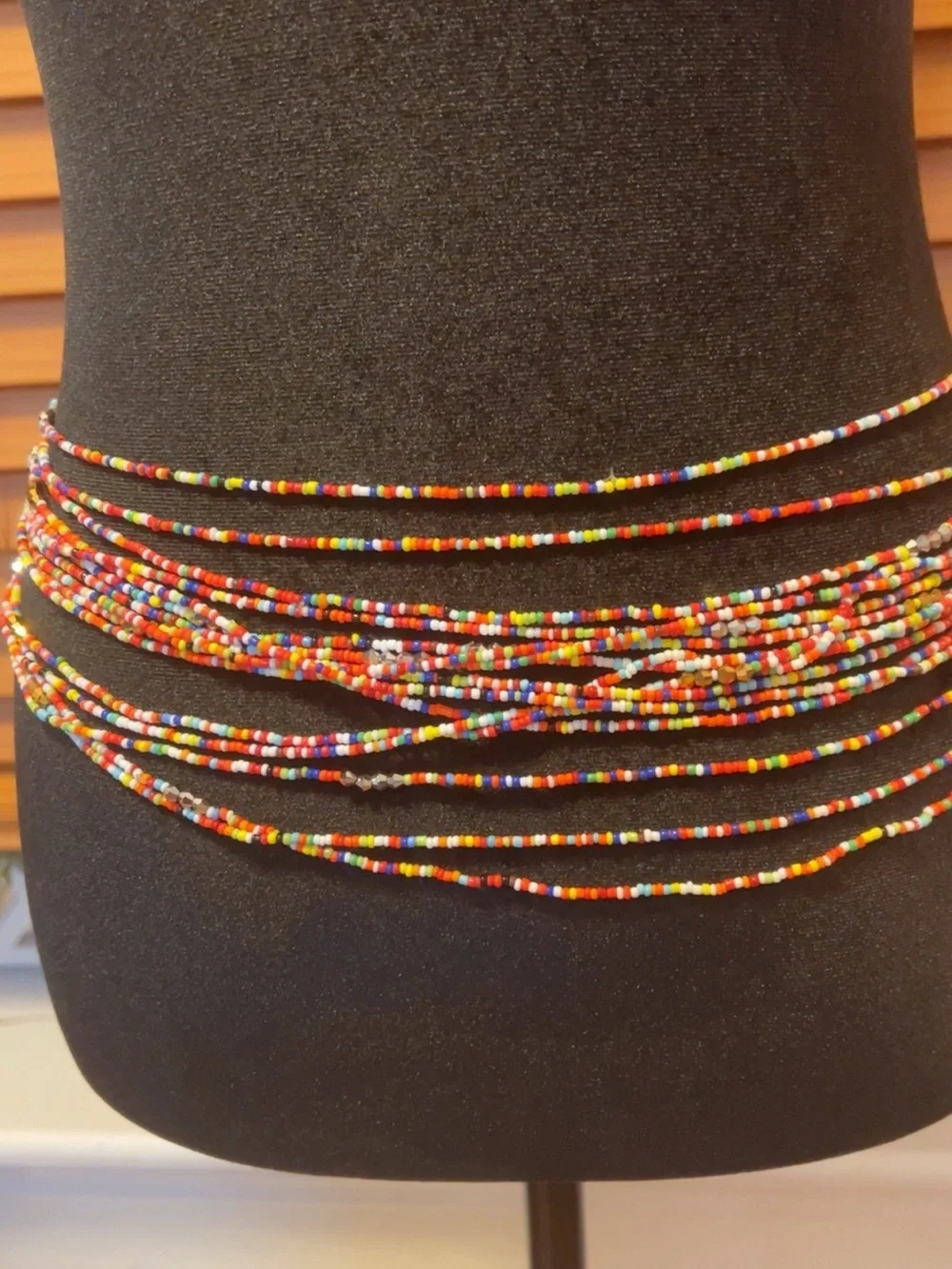 Handmade Beaded Belly Chain, Multicolor Elastic Waist Beads, Layered Boho Body
